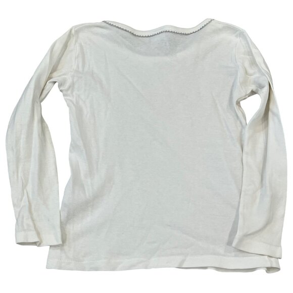 Petit Bateau Girls Long Sleeve White Top With Sailboat & Floral Design Size 6 - Picture 2 of 4